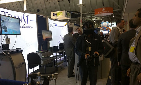 Spine surgery virtual reality demonstration at a trade show