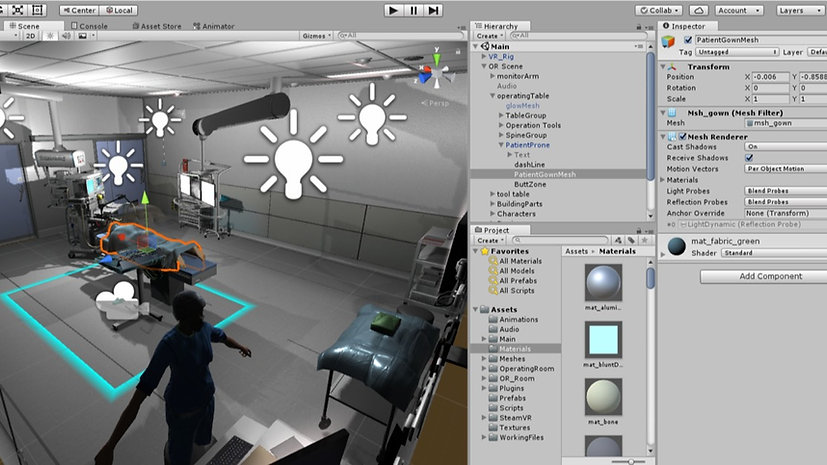 Virtual surgical training scene